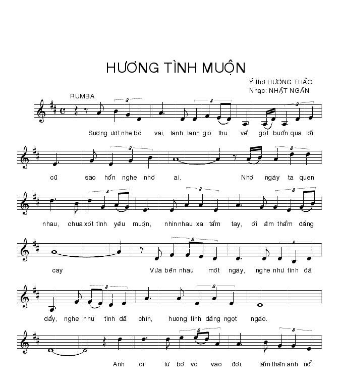 Sheet nhạc Hương Tình Muộn